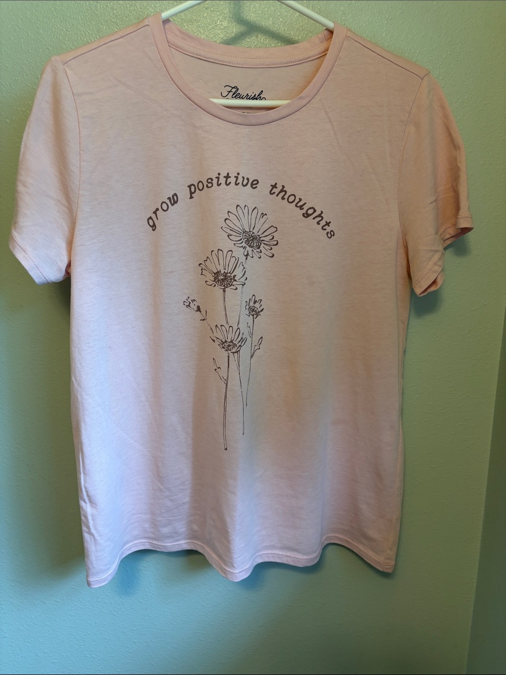Fleurish Light Pink Floral 'Grow Positive Thoughts' Tee